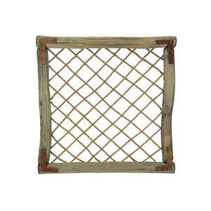 Distressed Wood And Rope Sculpture Decorative Wall Art Rustic Faux Window Decor